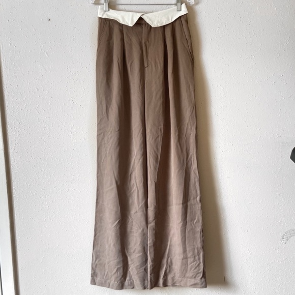 Reformation Tan Wide Leg Pants - Picture 3 of 9